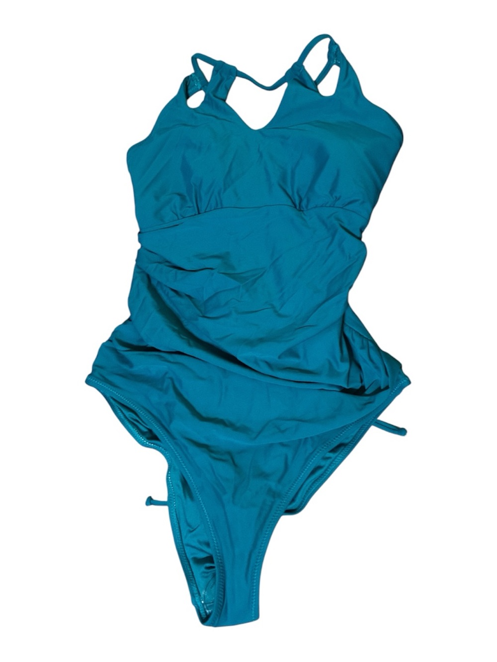Cupshe Blue Ruched One-Piece Swimsuit with Strappy Back